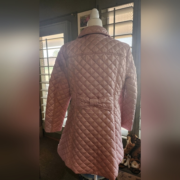 Kate Spade Pink Big Bow Rose Quilted, Lined Coat 13" deep pockets Size Large - Picture 10 of 10